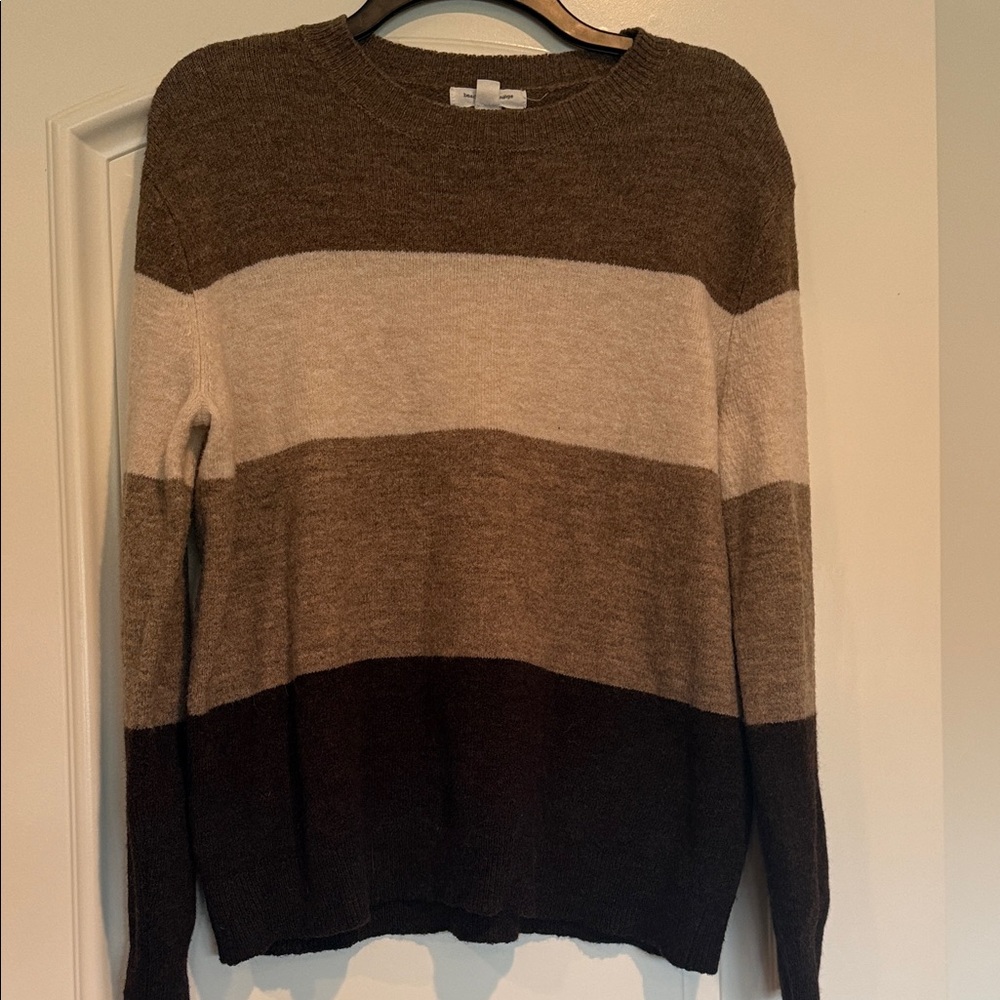 beachlunchlounge Light Crewneck Sweater - Brown, Cream, Black